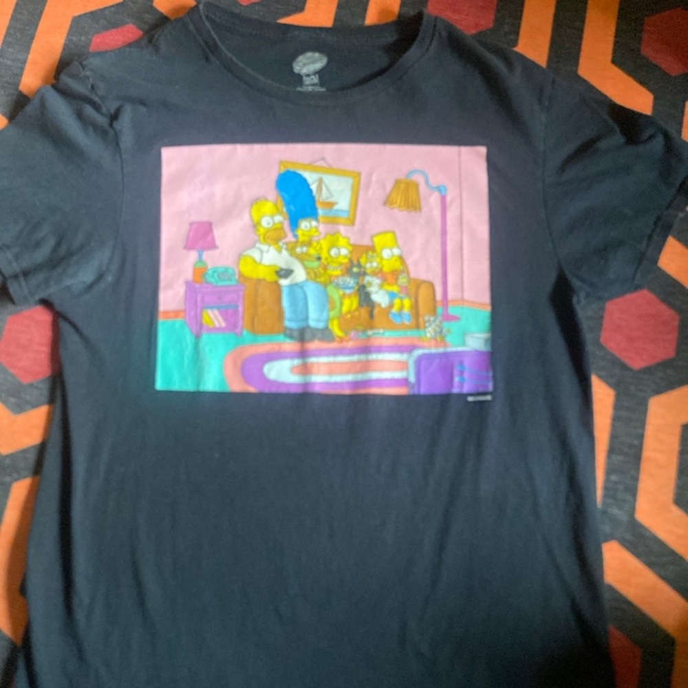 Black T-Shirt with Cartoon Family Print